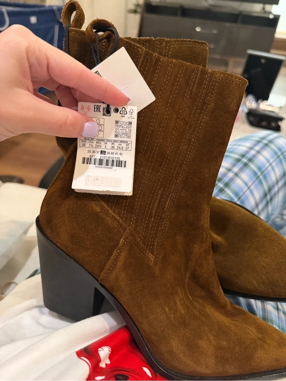 Zara Dark Brown Suede Pointed-Toe Ankle Boots